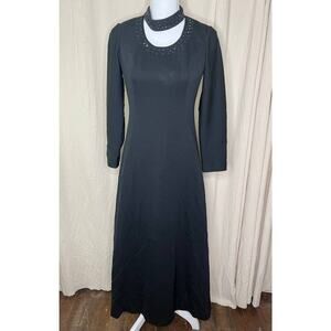 1960s New Design Korean Dress Maker Whimsigoth Glam Vampy Evening Maxi Dress M